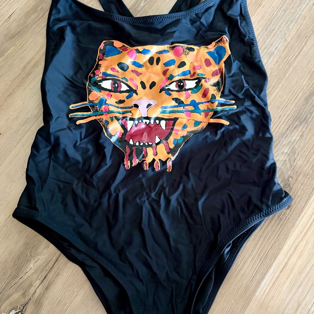 Volcom Black Swimsuit with Colorful Tiger Design